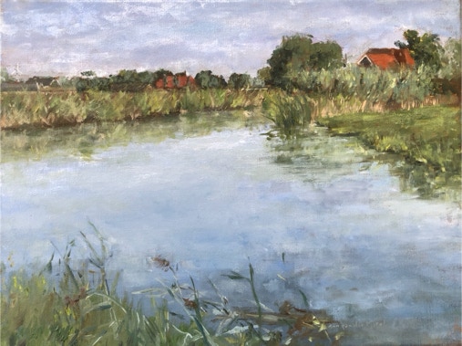 De Franekervaart Roodhuis olieverf op doek  30 x 40 cm